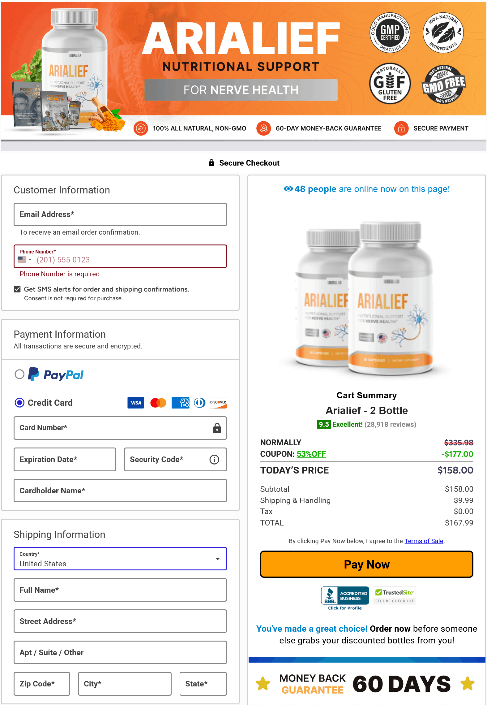 Arialief - checkout- payment - methods - image